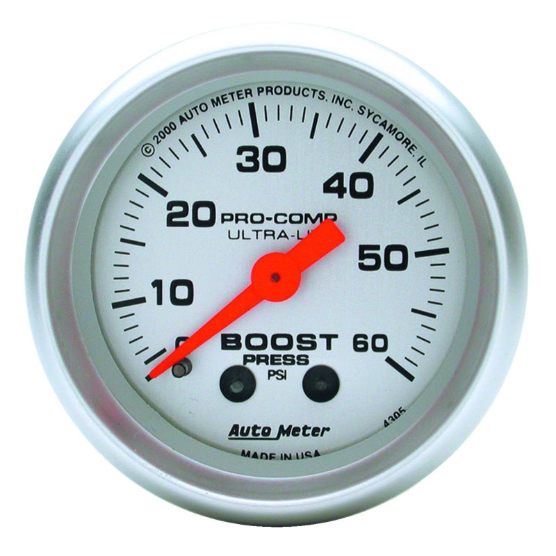 AutoMeter 4305 - Autometer Ultra-Lite 52mm 60 PSI Mechanical Boost Gauge