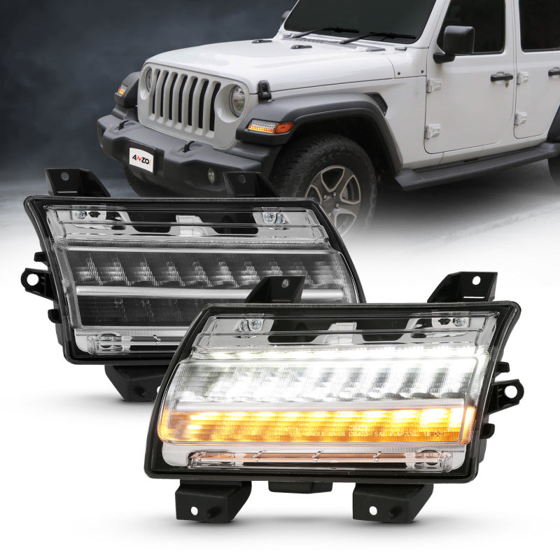 ANZO 511083 FITS 18-19 Jeep Wrangler JL Halogen Chrome Clear w/ Sequential Signal