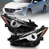 ANZO 121522 FITS: Projector Headlights With Halo Black w/Amber 14-17 Mazda 3