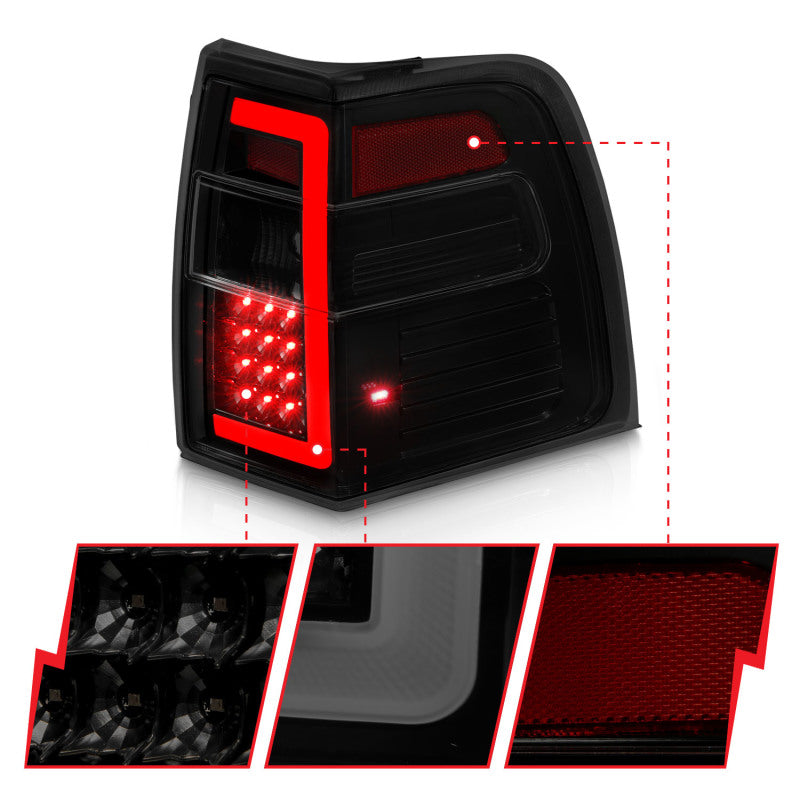 ANZO 311409 FITS 07-17 Ford Expedition LED Taillights w/ Light Bar Black Housing Smoke Lens