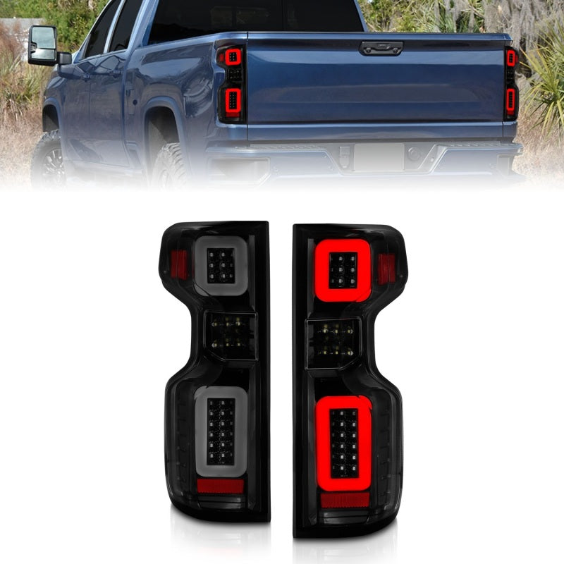 ANZO 311418 -Anzo 19-21 Chevy Silverado Work TruckFull LED Tailights Black Housing Smoke Lens G2 (w/C Light Bars)