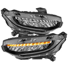 Load image into Gallery viewer, ANZO 121527 FITS: 16-17 Honda Civic Projector Headlights Plank Style Black w/Amber/Sequential Turn Signal