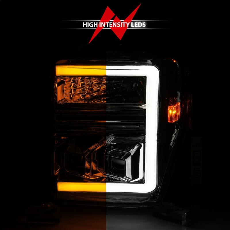 ANZO 111587 FITS 08-10 Ford F-250F-550 Super Duty Projector Headlights w/ Light Bar Switchback Chrome Housing