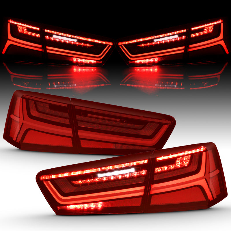 ANZO 321353 -  FITS: 2012-2018 Audi A6 LED Taillight Black Housing Red/Clear Lens 4 pcs (Sequential Signal)