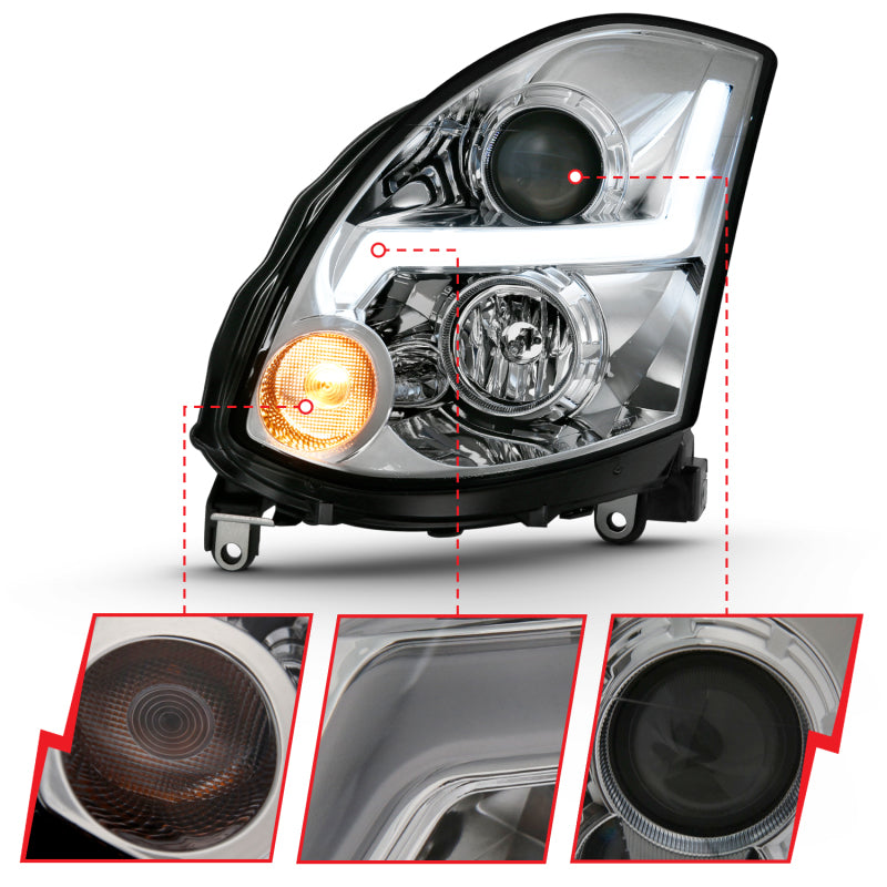 ANZO 121557 -  FITS: 2003-2007 Infiniti G35 Projector Headlight Plank Style Black (HID Compatible, No HID Kit )
