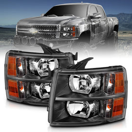 ANZO - [product_sku] - ANZO 2007-2013 Chevrolet Silverado Crystal Headlights Black - Fastmodz