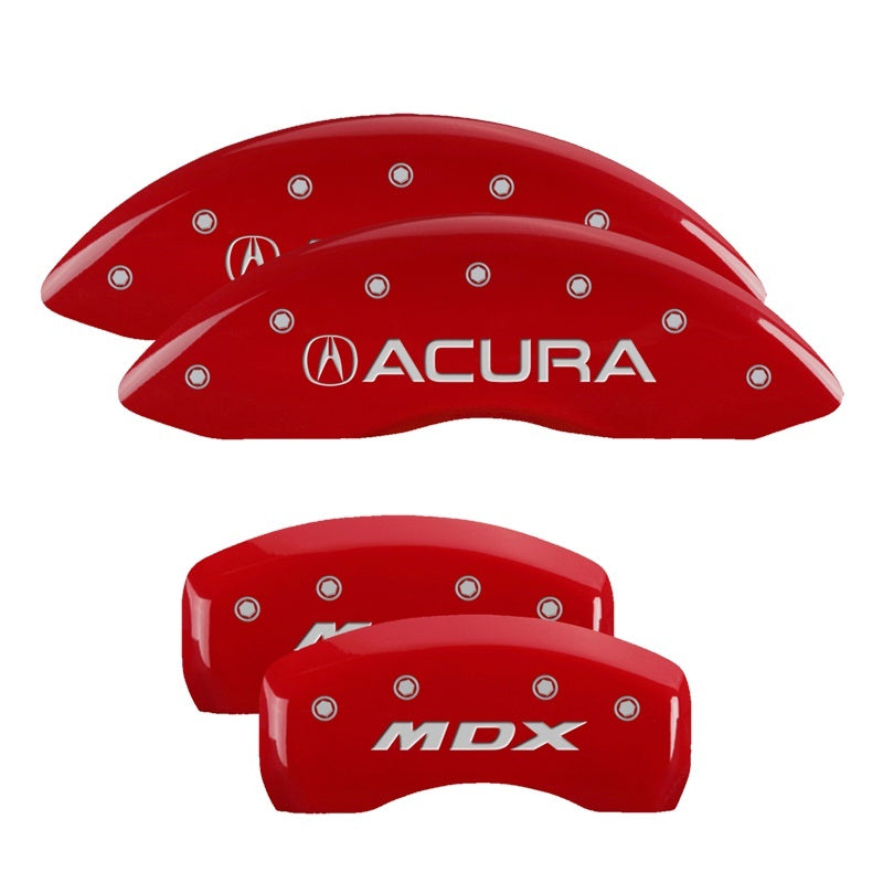 MGP 39021SMDXRD - 4 Caliper Covers Front Acura Rear MDX Red Finish Silver Characters