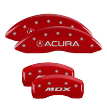 Load image into Gallery viewer, MGP 39021SMDXRD - 4 Caliper Covers Front Acura Rear MDX Red Finish Silver Characters