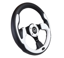 Load image into Gallery viewer, NRG Reinforced Steering Wheel (320mm) Blk w/White Trim &amp; 4mm 3-Spoke - free shipping - Fastmodz