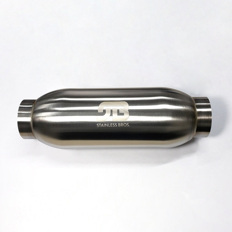 Stainless Bros 615-07636-0111 - 4in Body x 12.0in Length 3in Inlet/Outlet Bullet Resonator
