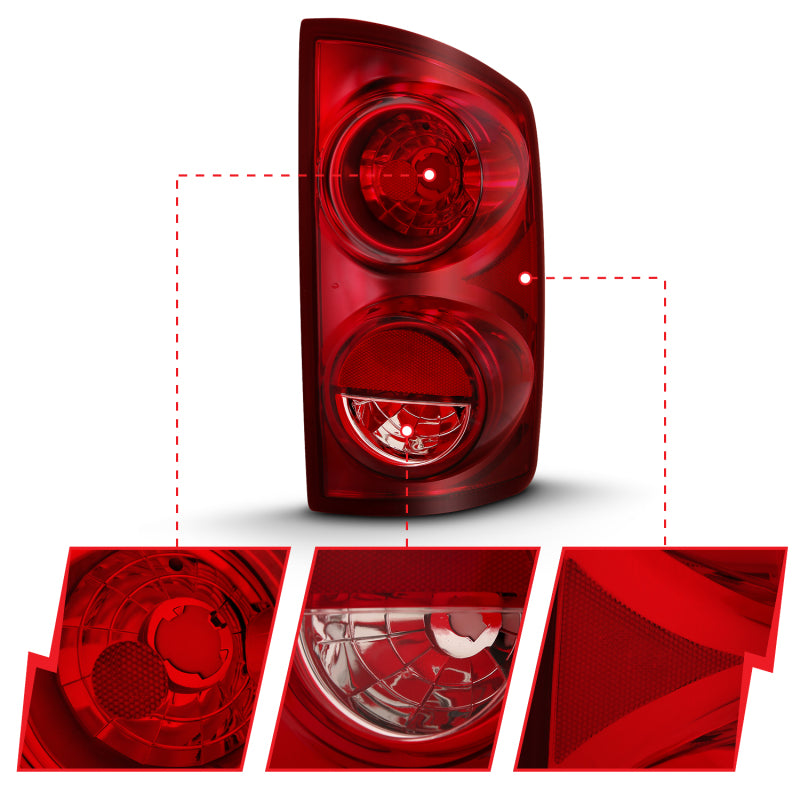 ANZO 311309 FITS 2007-2009 Dodge Ram 1500 Tail Light Red Lens (OE)