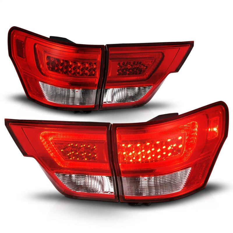 ANZO 311442 FITS 11-13 Jeep Grand Cherokee LED Taillights w/ Lightbar Chrome Housing Red/Clear Lens 4pcs