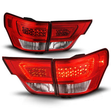 Load image into Gallery viewer, ANZO 311442 FITS 11-13 Jeep Grand Cherokee LED Taillights w/ Lightbar Chrome Housing Red/Clear Lens 4pcs