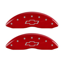 Load image into Gallery viewer, MGP 14004SBOWRD FITS 4 Caliper Covers Engraved Front &amp; Rear Bowtie Red finish silver ch