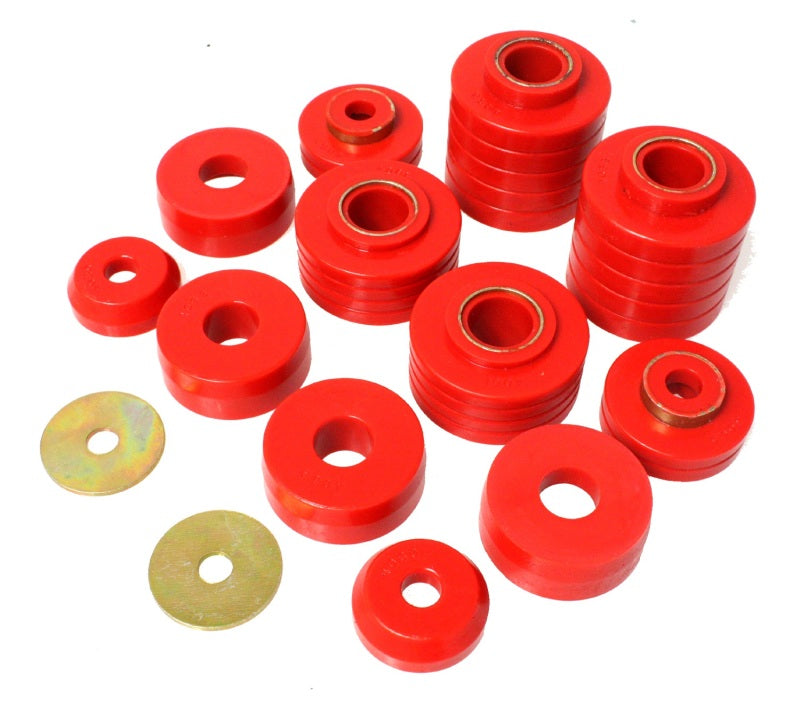 Energy Suspension 4.4107R FITS 4.4107R FITS 80-98 Ford F250/F350 / 80-92 Ford F100/F150 / 85-98 Ford F450 Red Body Mount Set
