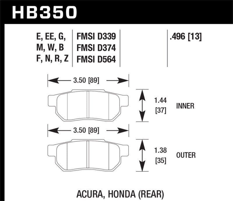 Hawk 1990-1993 Acura Integra GS HPS 5.0 Rear Brake Pads - free shipping - Fastmodz