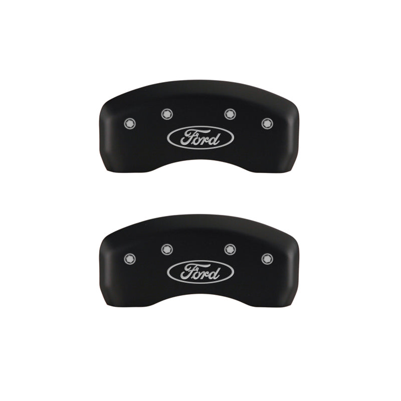 MGP 10220SFRDRD FITS 4 Caliper Covers Engraved Front & Rear Oval logo/Ford Red finish silver ch