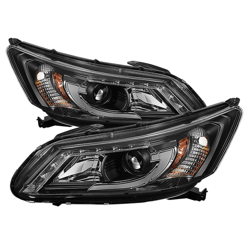 SPYDER 5080530 - Spyder Honda Accord 2013-2015 4DR Projector Headlights Light Bar DRL Black PRO-YD-HA13-LBDRL-BK