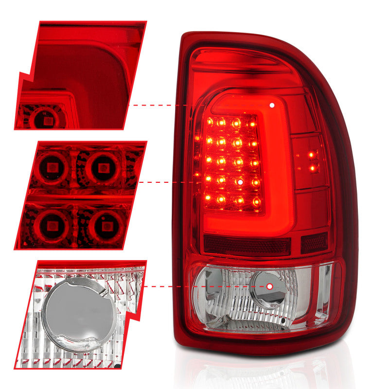 ANZO 311349 FITS 1997-2004 Dodge Dakota LED Taillights Chrome Housing Red Lens Pair