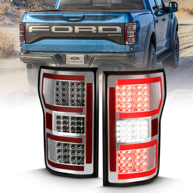 ANZO - [product_sku] - ANZO 2018-2019 Ford F-150 LED Taillight Chrome (Red Light Bar) (w/ Sequential) - Fastmodz