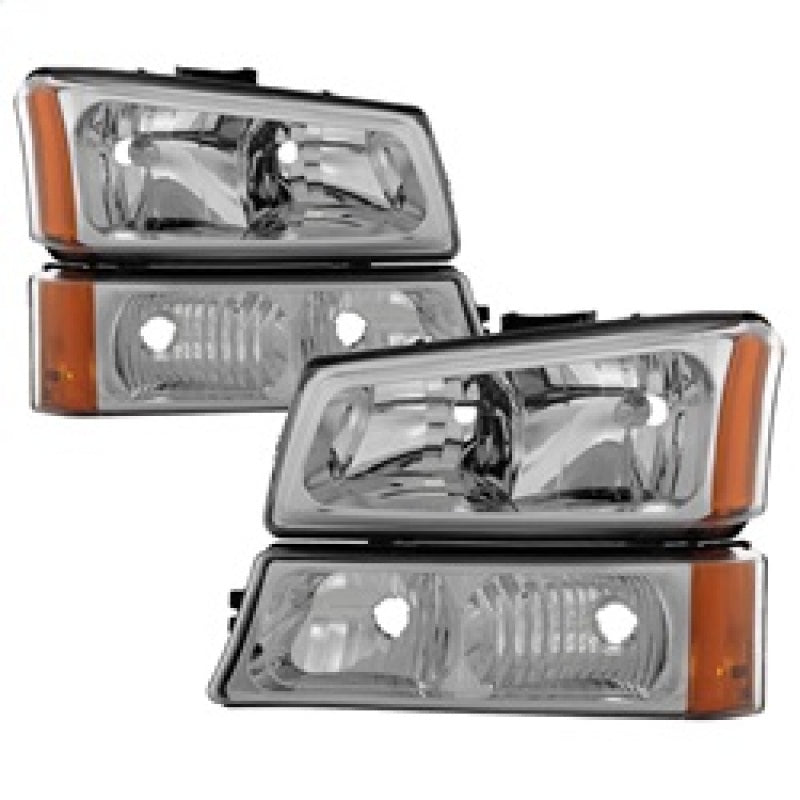 SPYDER 5064912 - Xtune Chevy Silverado 2500HD 03-06 Crystal Headlights w/ Bumper Lights Chrome HD-JH-CSIL03-AM-C-SET