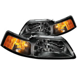 ANZO 121040 FITS: 1999-2004 Ford Mustang Crystal Headlights Black