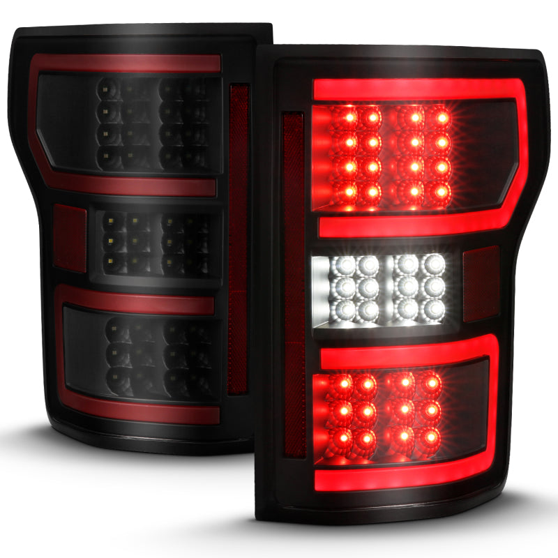 ANZO 311314 FITS: 18-19 Ford F-150 LED Taillight Black Housing Clear Lens Red Light Bar W/Sequential