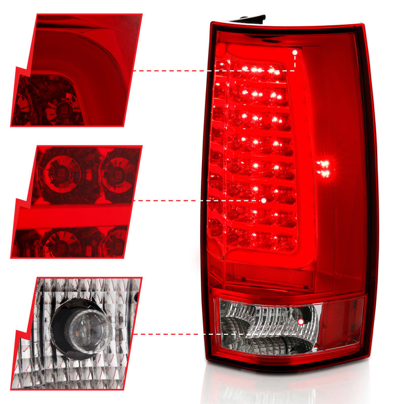 ANZO 311323 FITS 2007-2014 Chevy Tahoe LED Taillight Plank Style Chrome With Red/Clear Lens