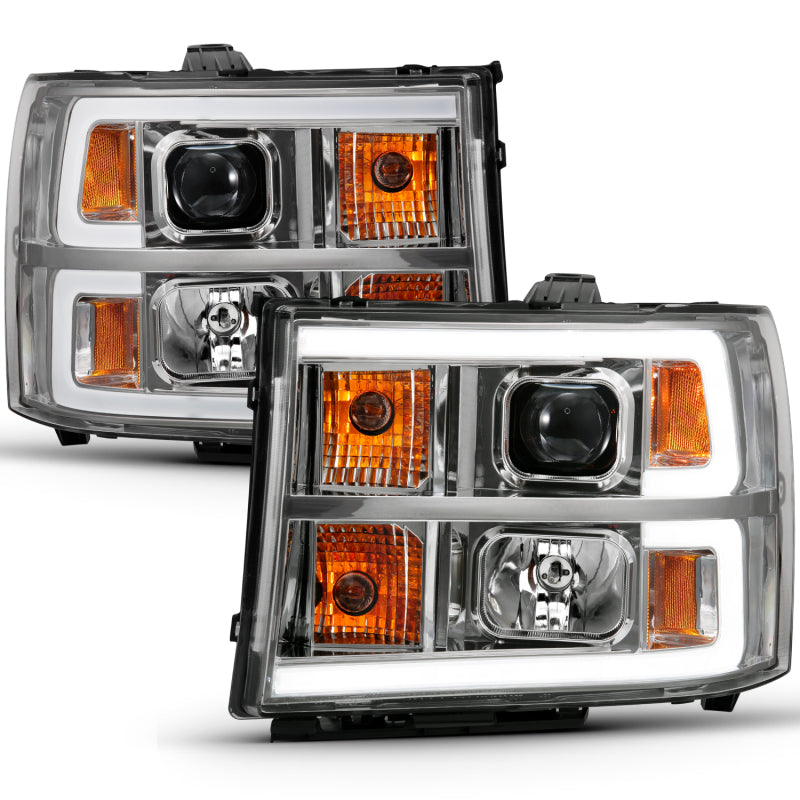 ANZO 111483 -  FITS: 2007-2013 Gmc Sierra 1500 Projector Headlight Plank Style Chrome w/ Clear Lens Amber