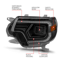 Load image into Gallery viewer, ANZO 111556 FITS 12-15 Toyota Tacoma Projector Headlightsw/ Light Bar Switchback Black Housing
