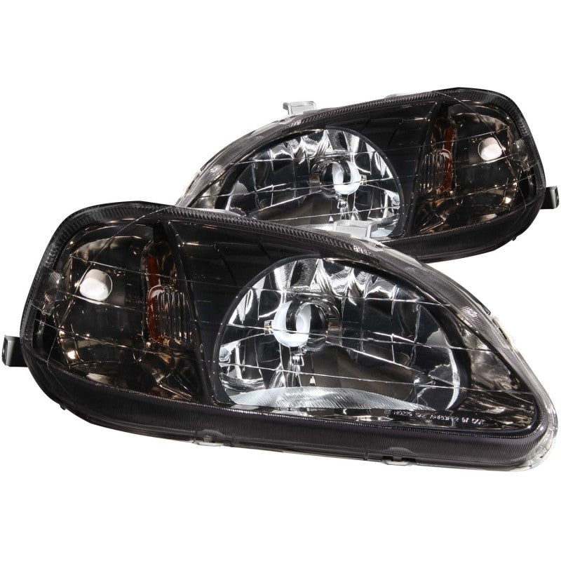 ANZO - [product_sku] - ANZO 1999-2000 Honda Civic Crystal Headlights Gun-Metal Gray - Fastmodz