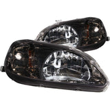 ANZO 121234 FITS: 1999-2000 Honda Civic Crystal Headlights Gun-Metal Gray