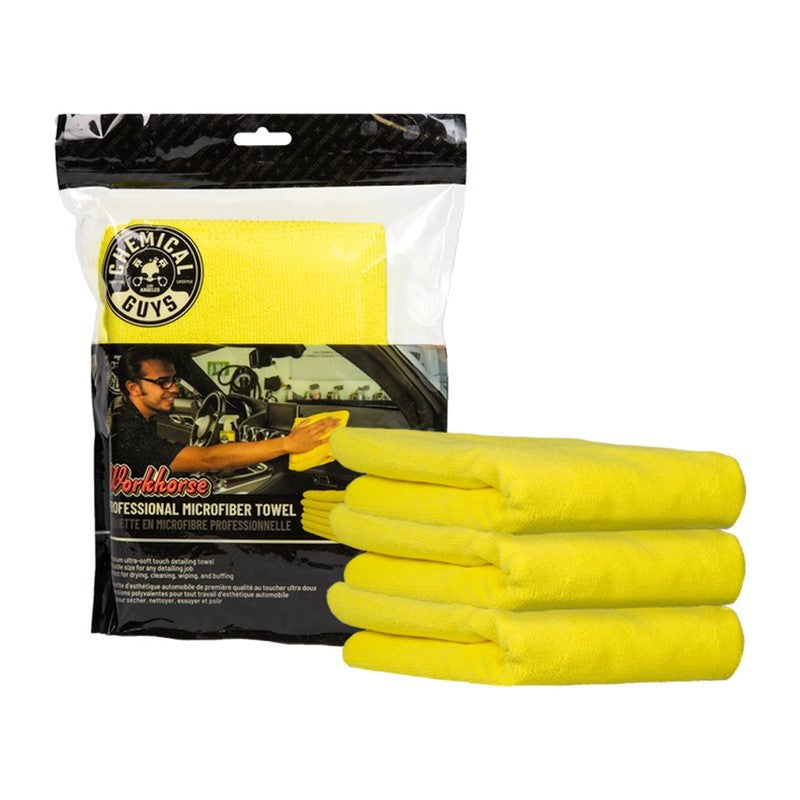 Chemical Guys MICYELLOW03 - Workhorse Professional Microfiber Towel16in x 16inYellow3 PackCase of 16