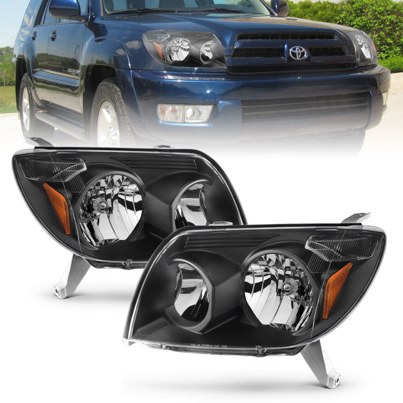 ANZO - [product_sku] - ANZO 2003-2005 Toyota 4Runner Crystal Headlights Black - Fastmodz