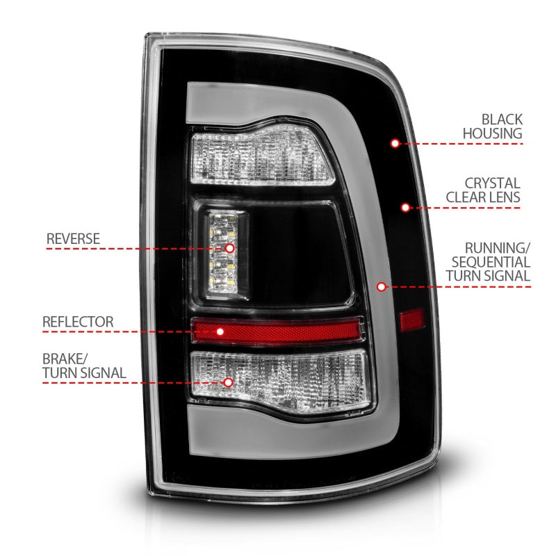 ANZO 311469 FITS 09-18 Dodge Ram 1500 Sequential LED Taillights Black