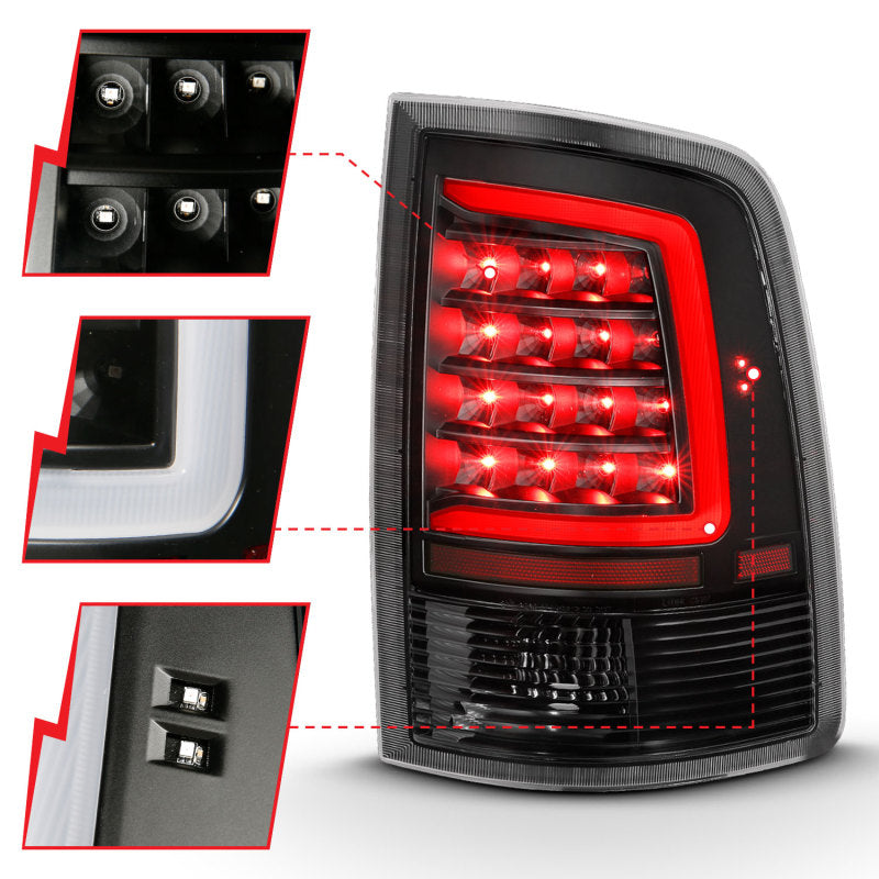 ANZO 311318 FITS: 2009-2018 Dodge Ram 1500 LED Taillight Plank Style Black w/Clear Lens