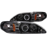 ANZO 121038 FITS: 1994-1998 Ford Mustang Projector Headlights w/ Halo Black 1pc