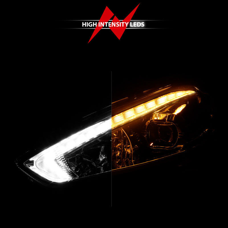 ANZO 121564 FITS 15-18 Ford Focus Projector Headlightsw/ Light Bar Switchback Black Housing