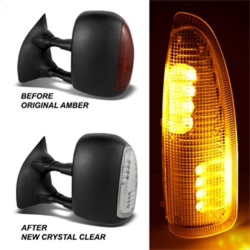 SPYDER 9924712 - xTune Ford Superduty F250-F650 03-07 Amber LED Mirror Signal LensClear ACC-LED-FDSD99-MR-C