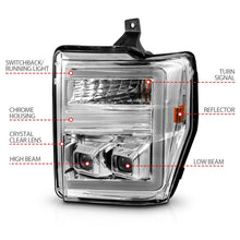 Load image into Gallery viewer, ANZO 111587 FITS 08-10 Ford F-250F-550 Super Duty Projector Headlights w/ Light Bar Switchback Chrome Housing