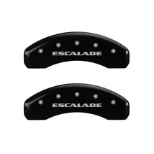 Load image into Gallery viewer, MGP 35015SESCBK - 4 Caliper Covers Engraved Front &amp; Rear Escalade Black finish silver ch