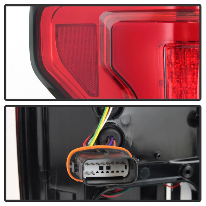 SPYDER 5085320 - Spyder 15-18 Ford F-150 LED Tail Lights (w/Blind Spot)Red Clear (ALT-YD-FF15015BS-LBLED-RC)