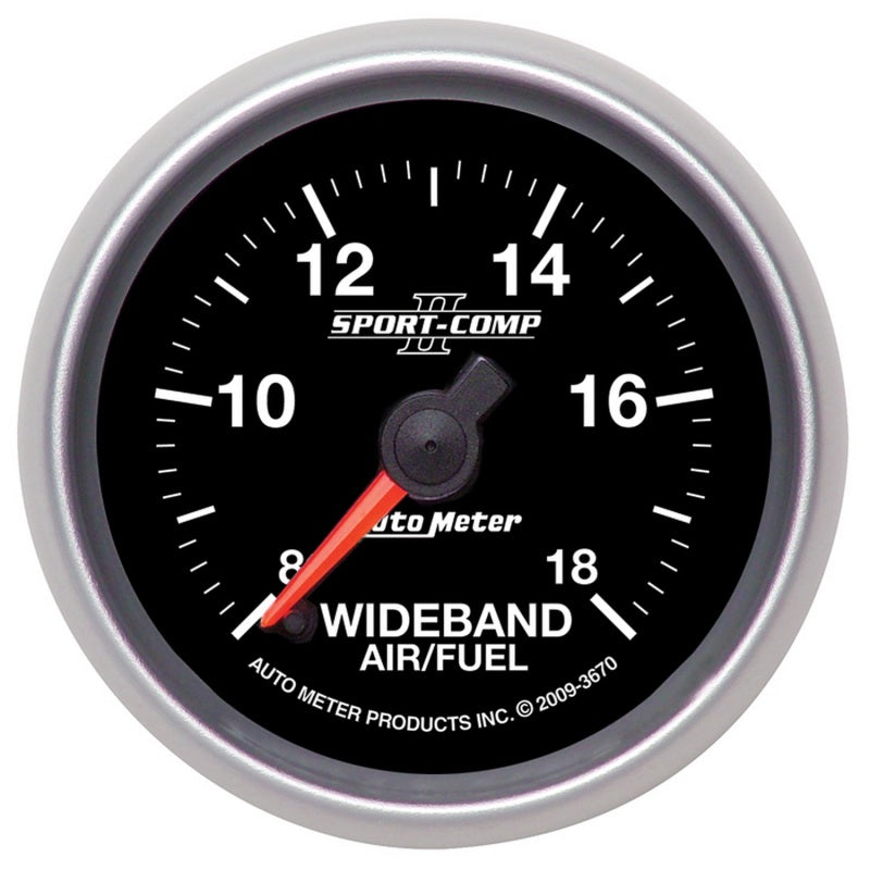AutoMeter 3670 - Autometer Sport-Comp II 52mm 8:1-18:1 AFR Wideband Air/Fuel Ratio Analog Gauge