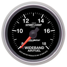 Load image into Gallery viewer, AutoMeter 3670 - Autometer Sport-Comp II 52mm 8:1-18:1 AFR Wideband Air/Fuel Ratio Analog Gauge