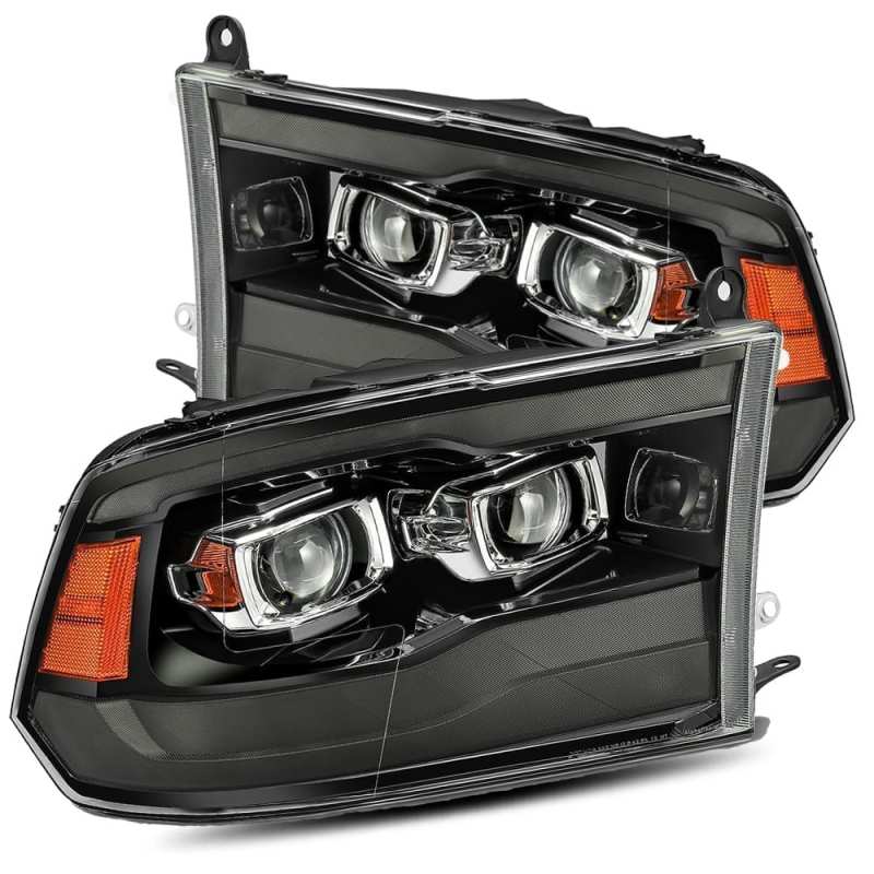 AlphaRex 880540 - 09-18 Ram 1500HD LUXX Proj Headlight Plnk Style Jet Blk w/Activ Light/Seq Signal/Smoked DRL