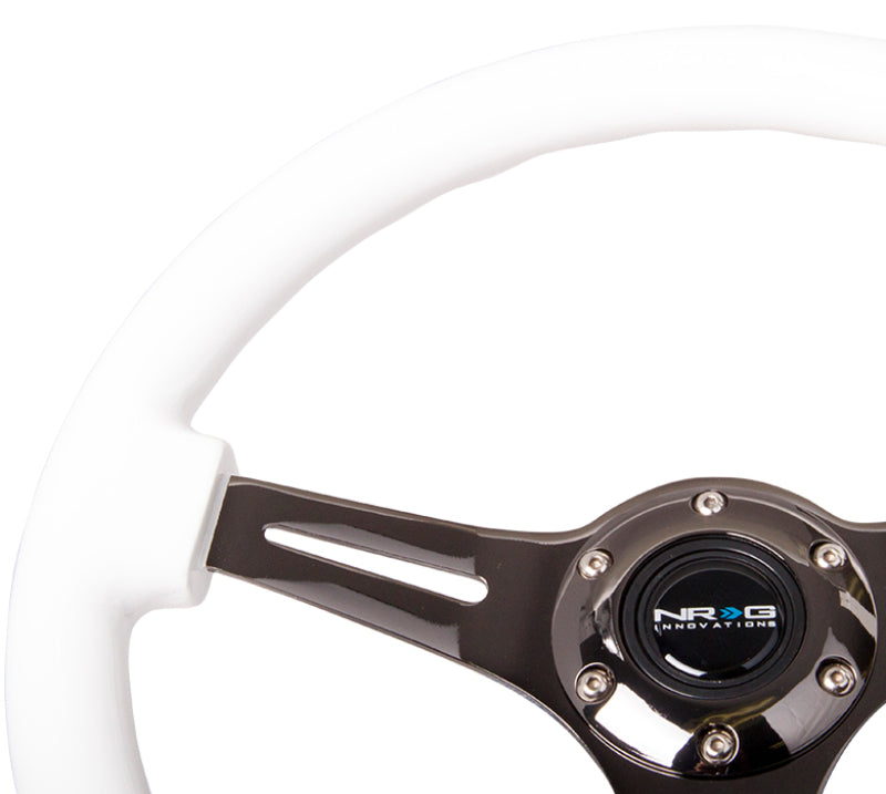 NRG ST-015BK-WT - Classic Wood Grain Steering Wheel (350mm) White Paint Grip w/Black 3-Spoke Center