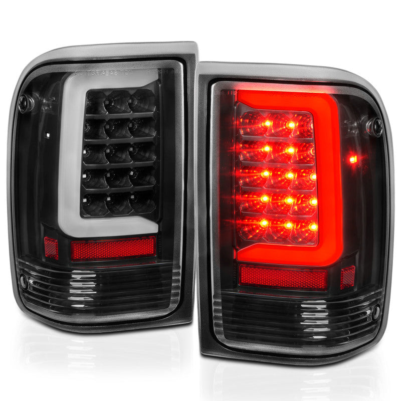 ANZO 311359 FITS 1993-1997 Ford  Ranger LED Tail Lights w/ Light Bar Black Housing Clear Lens