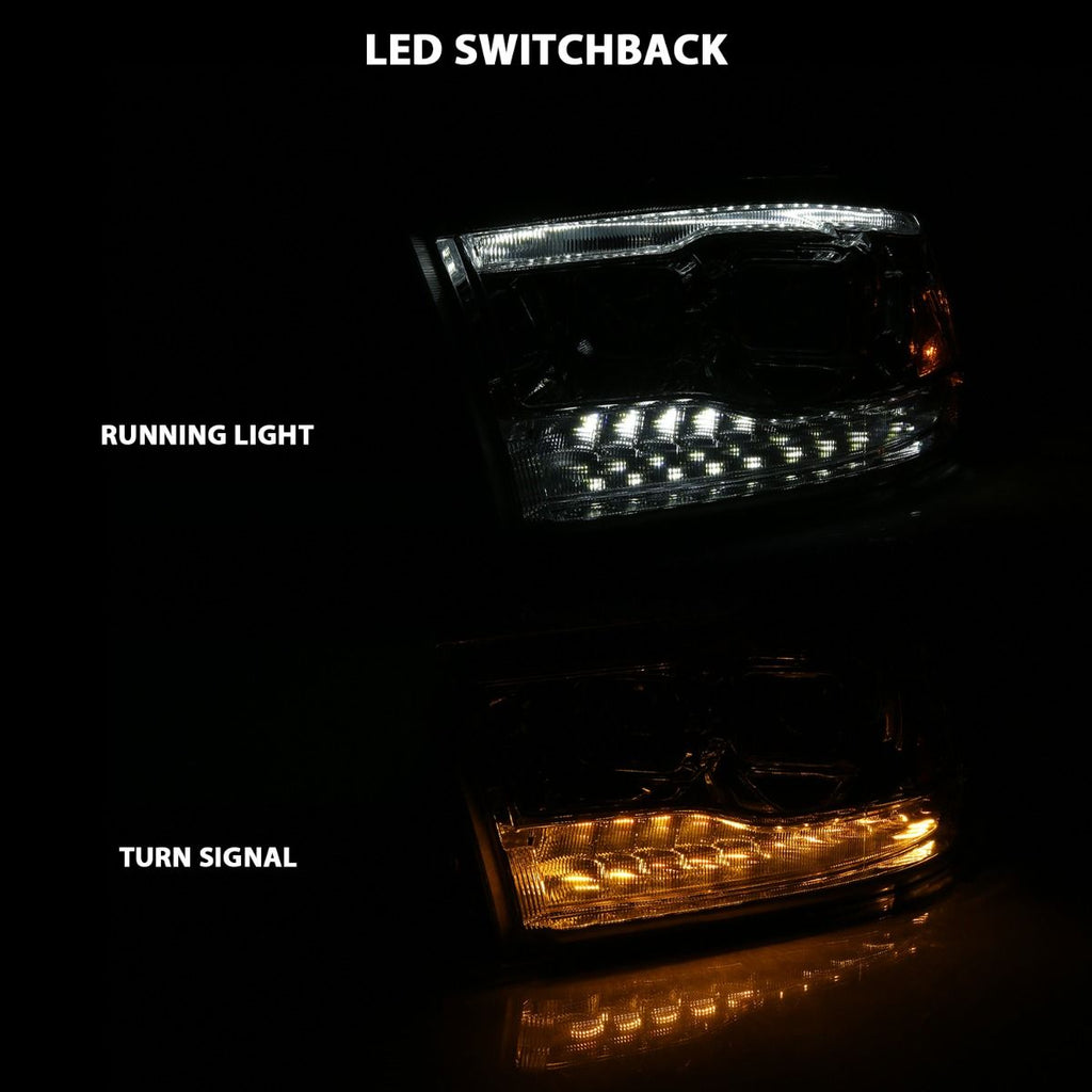 ANZO 111442 -  DODGE RAM 1500 09-18 / RAM 2500/3500 10-18 DUAL PROJECTOR SWITCHBACK HEADLIGHTS CHROME AMBER (FOR ALL MODELS)