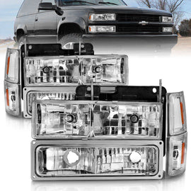 ANZO 111506 FITS 111506 FITS: 88-98 Chevrolet C1500 Crystal Headlights Chrome w/ Signal and Side Marker Lights