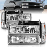 ANZO 111506 FITS: 88-98 Chevrolet C1500 Crystal Headlights Chrome w/ Signal and Side Marker Lights